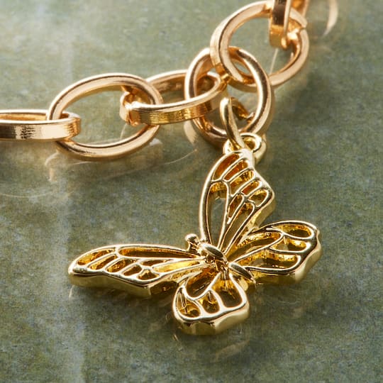 12 Pack: Charmalong™ Gold Butterfly Charm by Bead Landing™